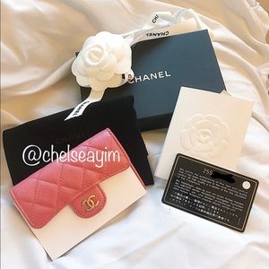 CHANEL PINK 18S Snap Card Case/Card Holder Wallet